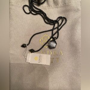 NWT. Kendra Scott. Teo Adjustable Necklace in Gunmetal and Slate Cat’s Eye.
